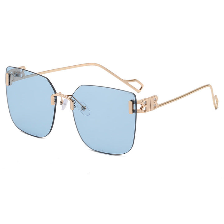 Women elegant square sunglasses with gold-colored metal frame Kalsten