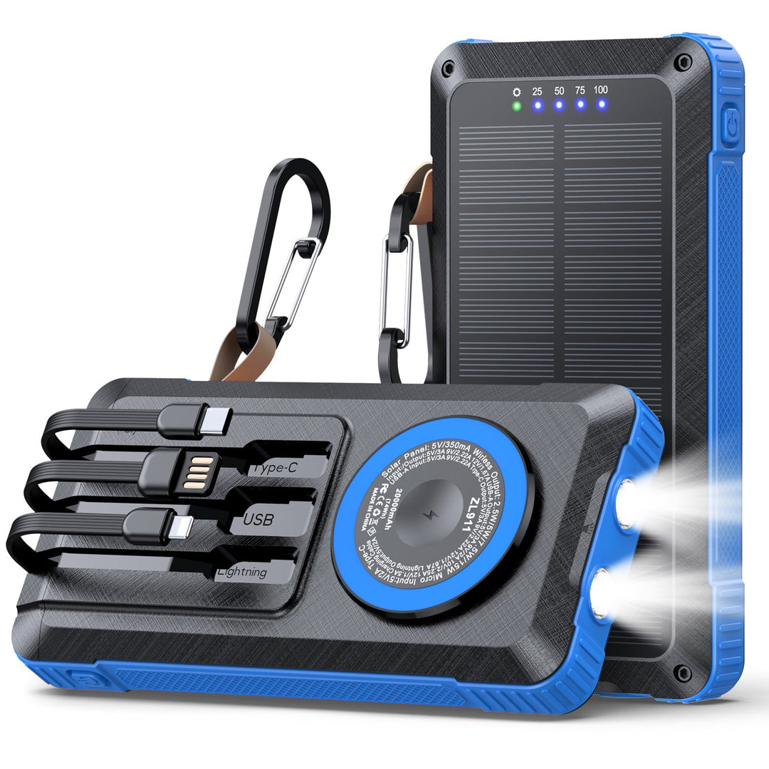 Solar Powerbank with Multifunctional LED Light and Integrated Charging Cable Kalsten