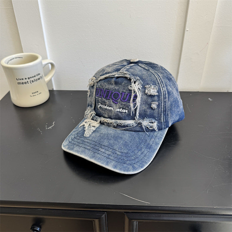Men's Distressed Denim Graphic Cap Kalsten
