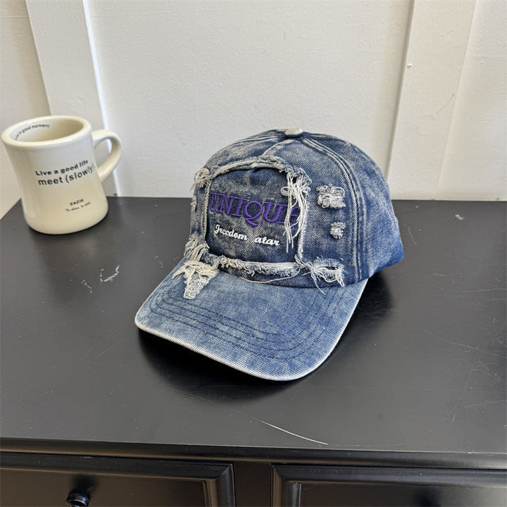 Men's Distressed Denim Graphic Cap Kalsten