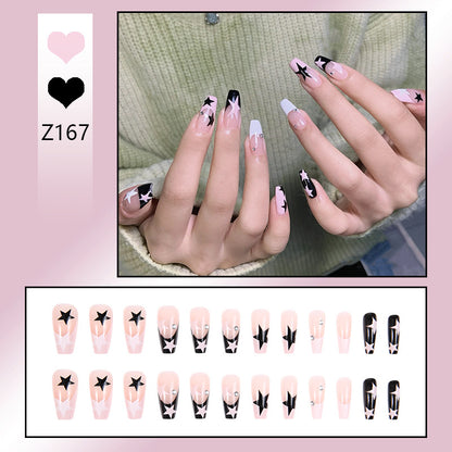 Artificial nail set with glamorous star design and sparkling accents Acalora