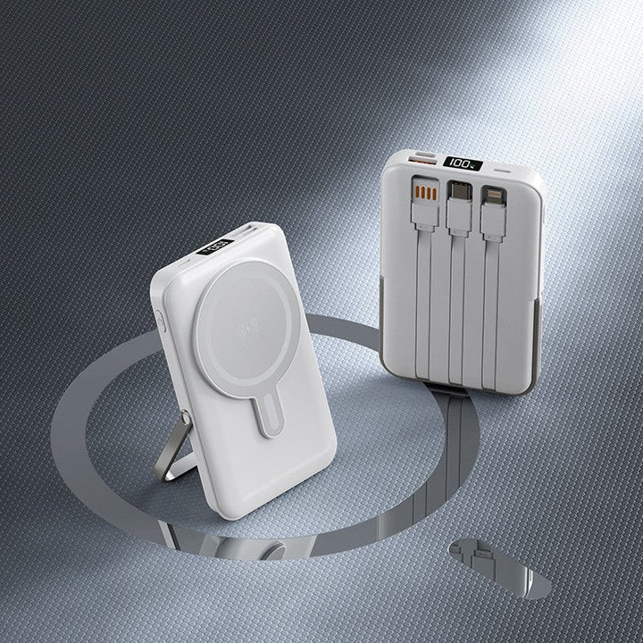 Portable power bank with integrated charging cable and wireless charging function Kalsten