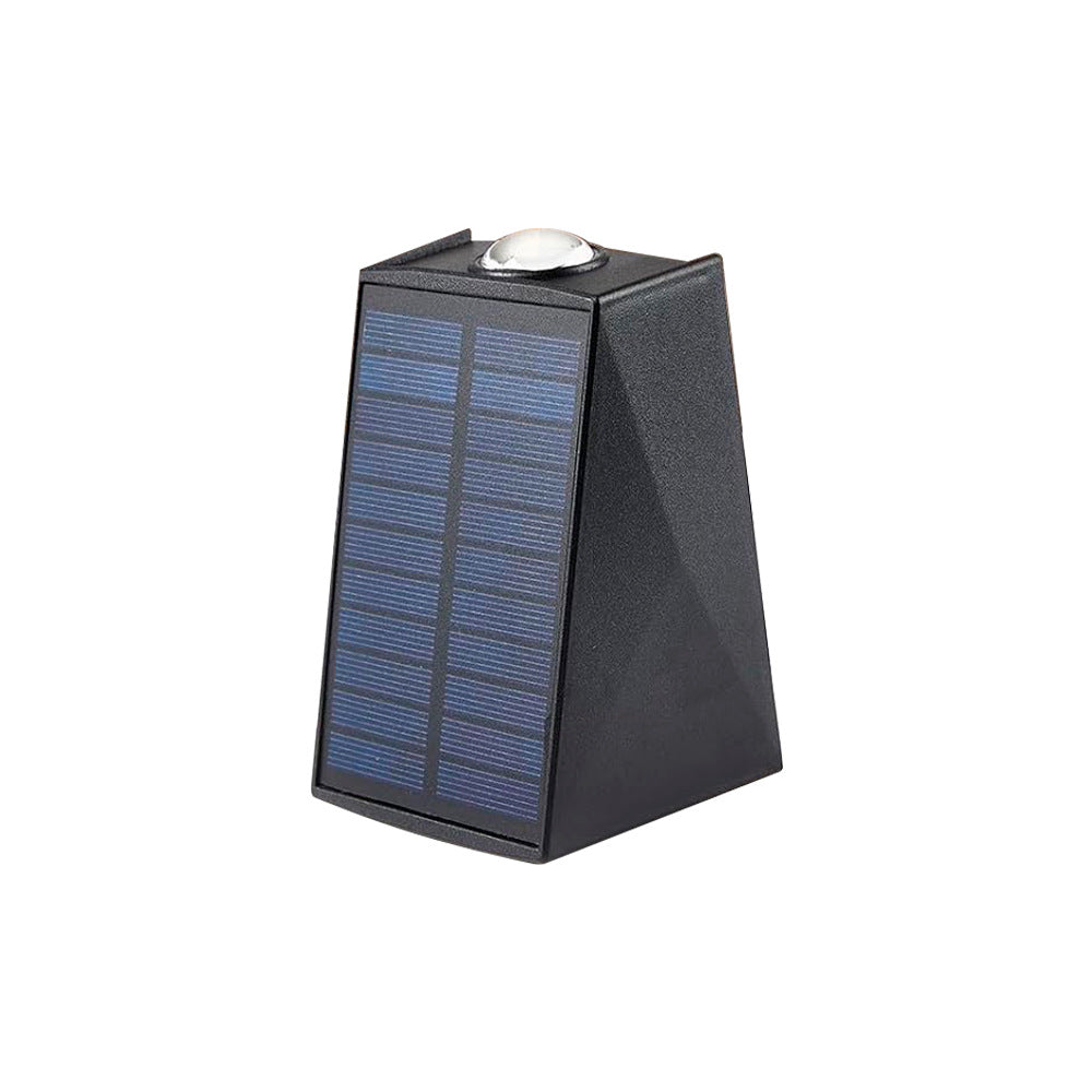 Angled Bi-Directional Solar LED Wall Uplight-Downlight With Integrated Photovoltaic Panel And Prism Lens Kalsten