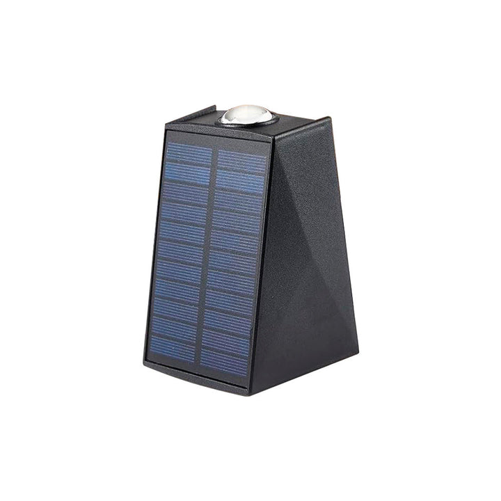 Angled Bi-Directional Solar LED Wall Uplight-Downlight With Integrated Photovoltaic Panel And Prism Lens Kalsten