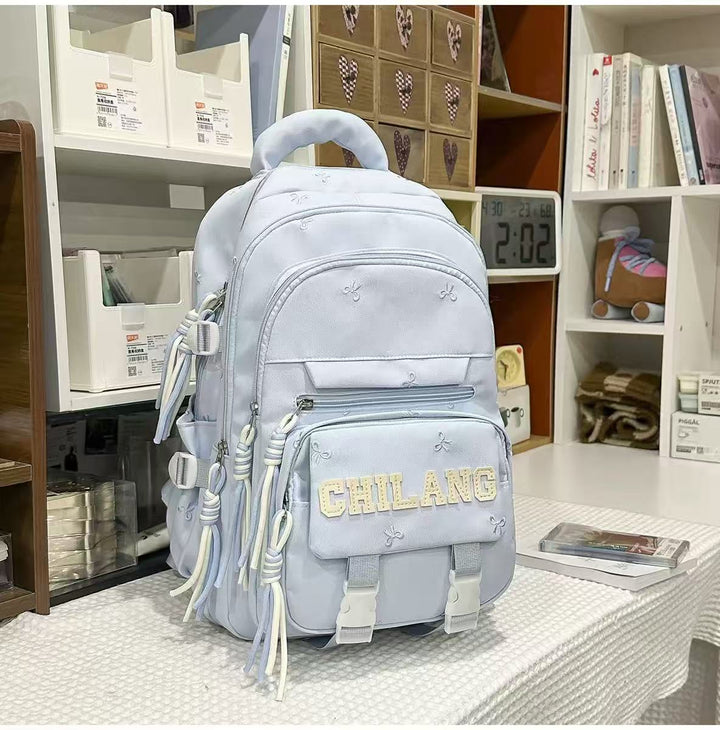 Multi-Compartment Embroidered School Backpack
