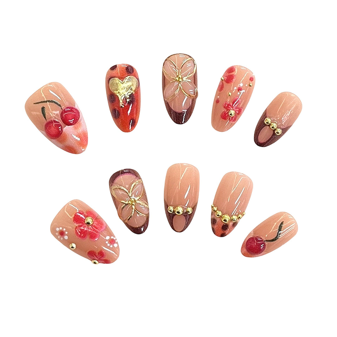 Artistic Floral Accent Press-On Nails Kalsten 1787225333