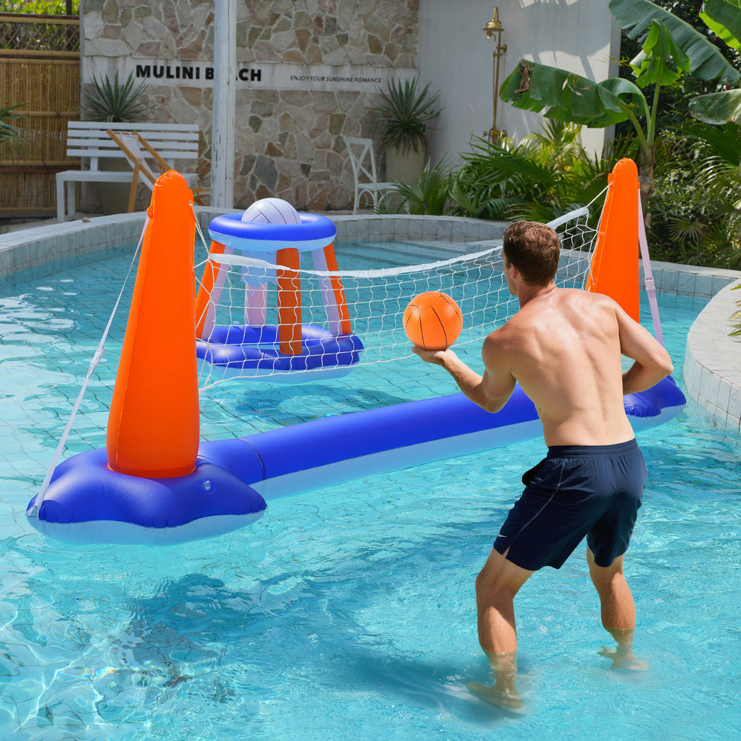 Unisex Inflatable Water Play Set with Volleyball and Basketball Net Kalsten