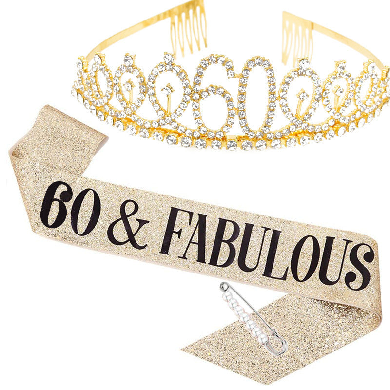 Ladies Crystal Birthday Tiara and Sash Set Kalsten