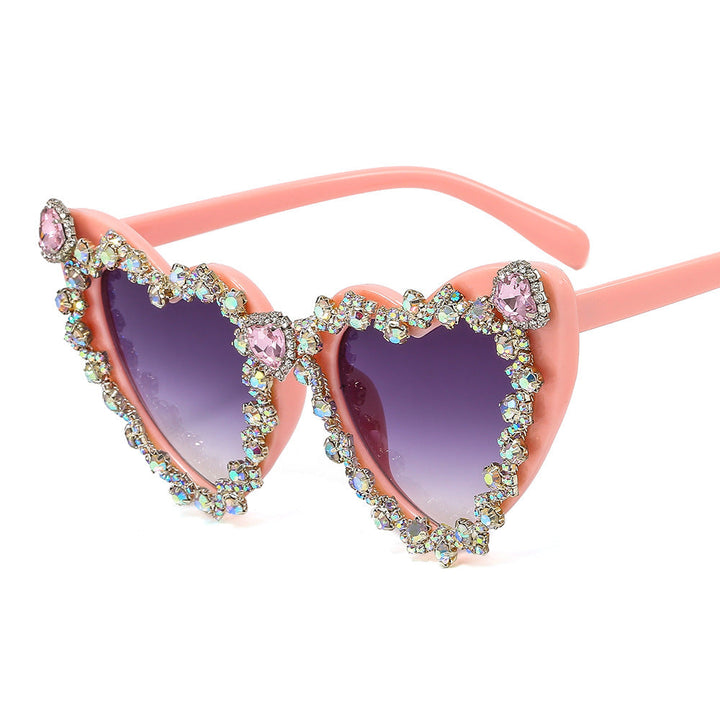 Women's Heart-Shaped Glamour Sunglasses with Rhinestone Decorations Kalsten
