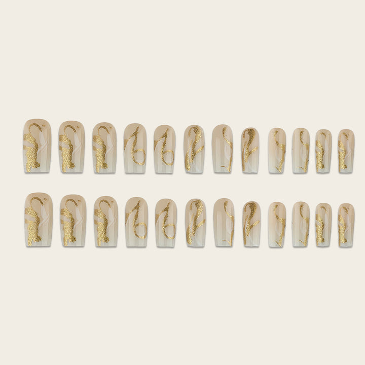 Artificial nails with elegant gold accents Kalsten