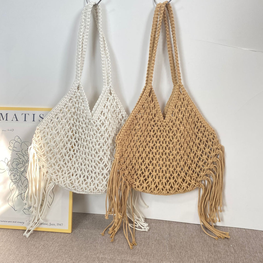 Macrame shoulder bag with fringes Kalsten