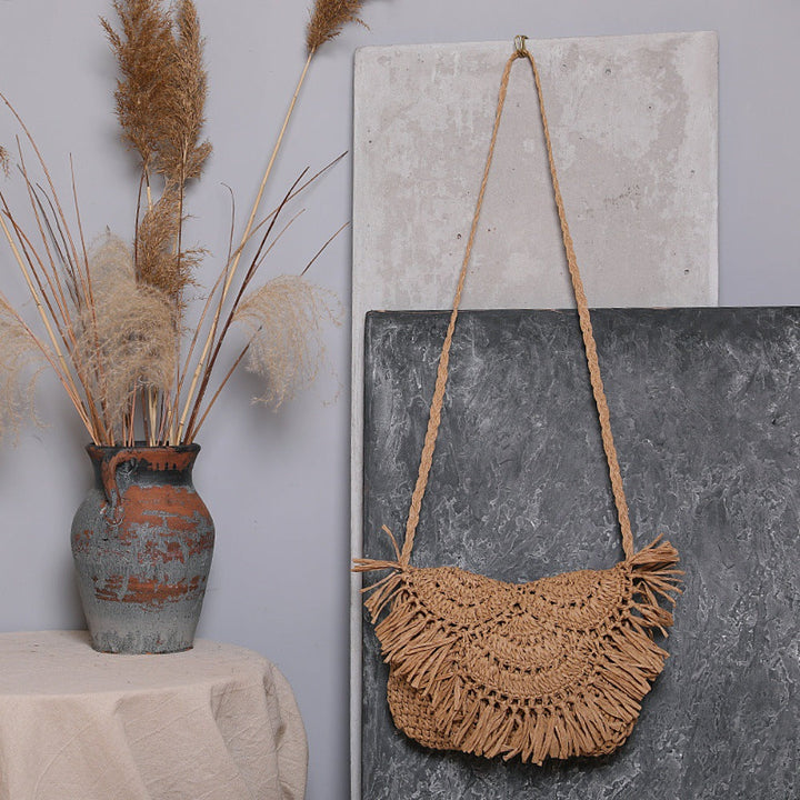 Boho Crossbody Bag Made of Handcrafted Natural Material Kalsten