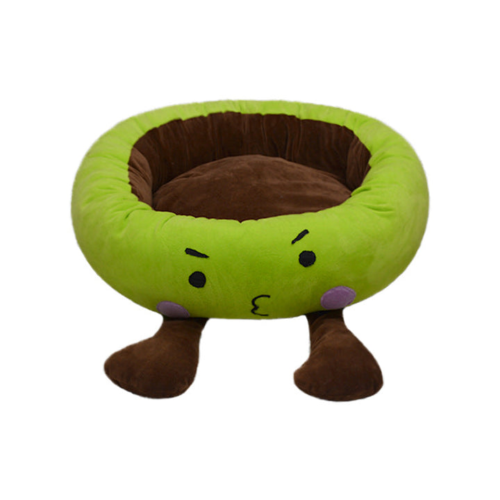 Plush Cat-Themed Nest Dog Bed