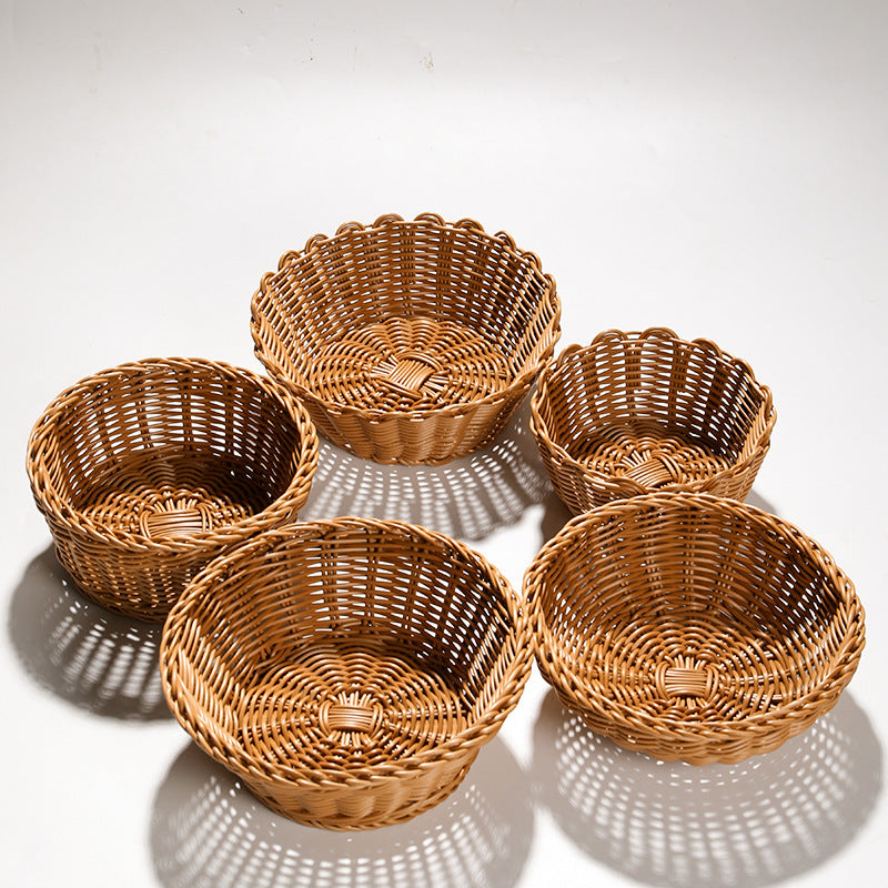 Handcrafted Round Wicker Serving Bowl Kalsten