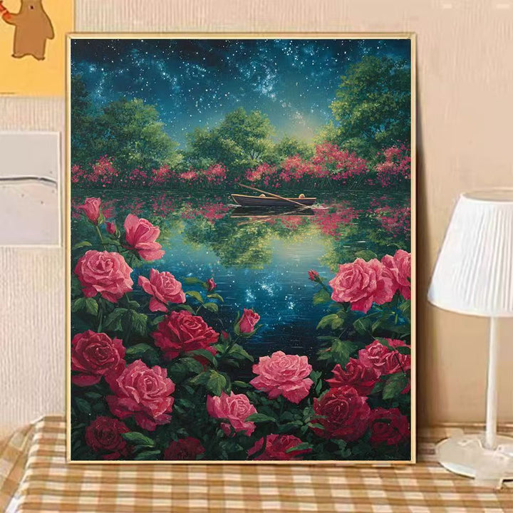 Scenic Night-time Floral Landscape Canvas Art Kalsten