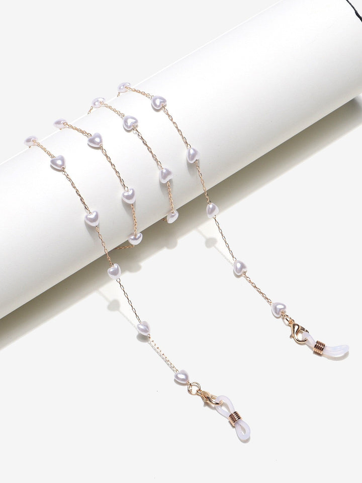 Elegant Heart-Shaped Pearl Chain Eyewear Holder Kalsten
