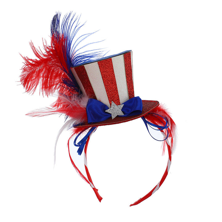 Unisex nan Party hairband with mini top hat and patriotic star ribbon Kalsten