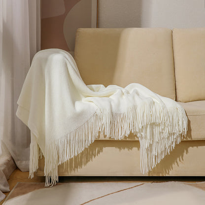 Unisex Luxurious Plush Fringe Throw Blanket