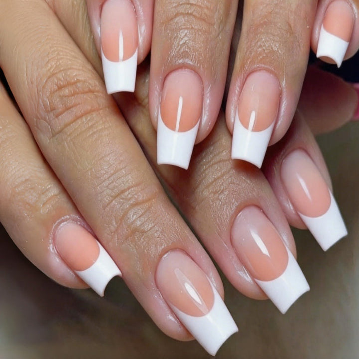 Artificial nails with modern French tip style Kalsten