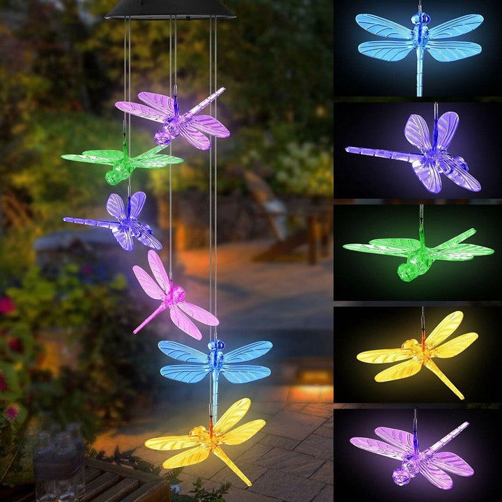 Solar-Powered Hanging Hummingbird LED Wind Chime With Color-Changing RGB Acrylic Birds And Weatherproof Top Kalsten