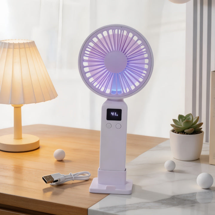 Ladies portable hand fan with digital speed display and ergonomic design Kalsten