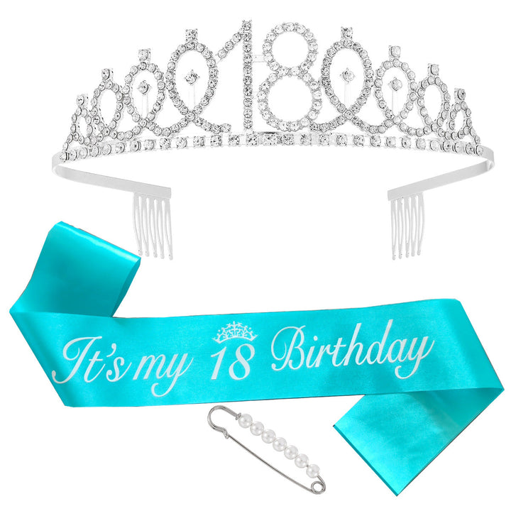 Women's birthday crown and sash set with glitter stones Kalsten