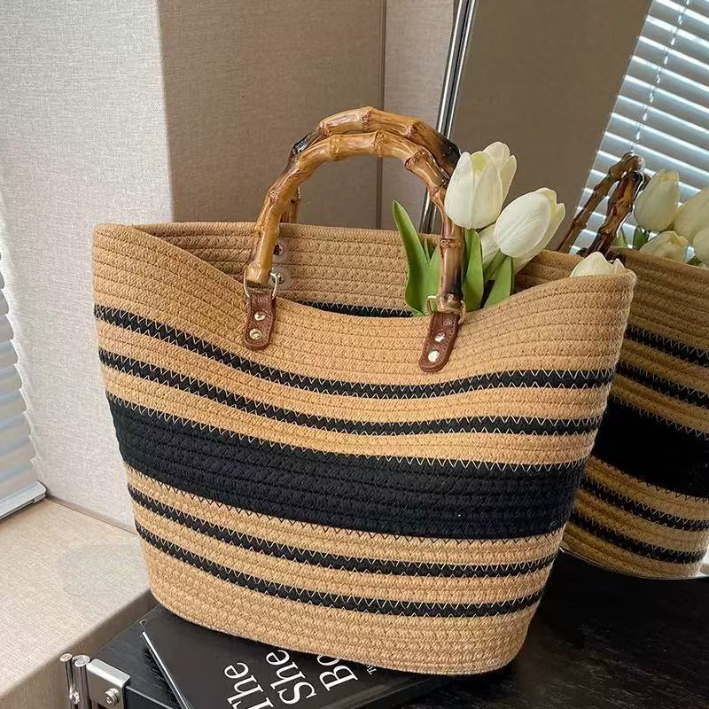 Practical beach bag with bamboo handles Kalsten