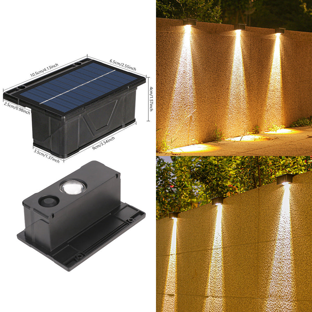 Outdoor Solar RGB Dual-Beam Wall Light With Integrated Photovoltaic Panel And Weather-Resistant Mounting Base Kalsten