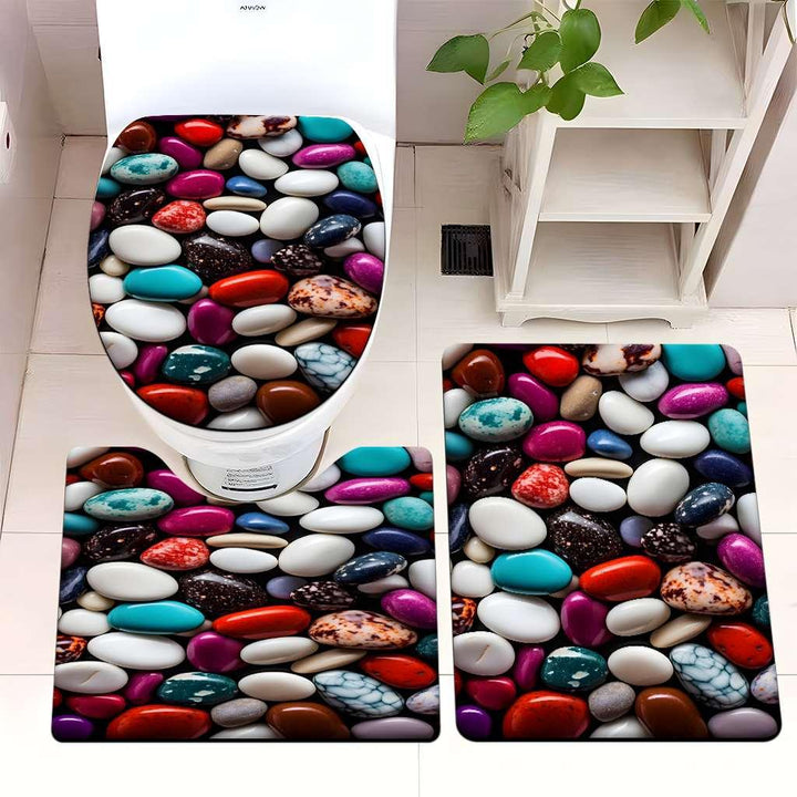Decorative Rock and Butterfly Bathroom Mat Set Kalsten