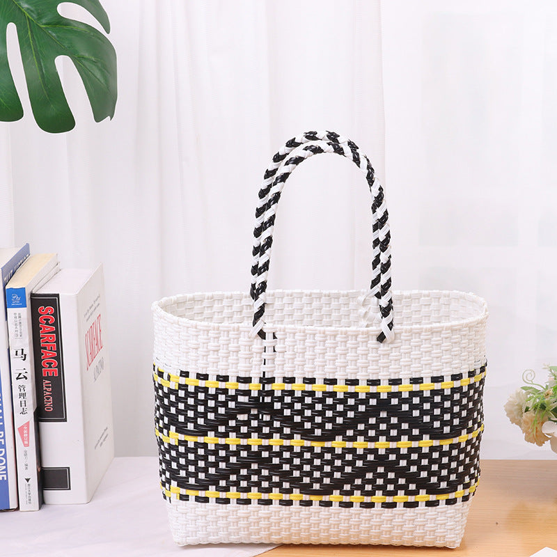 Handcrafted beach bag with colorful wave pattern Kalsten