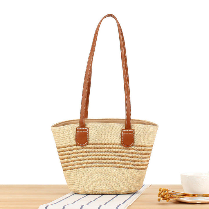 Beach bag with Stylish Woven Design and High-Quality Vegan Leather Handles Kalsten