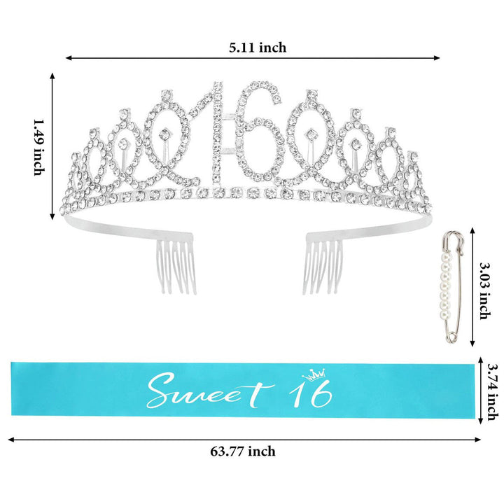 Women's birthday crown and sash set with glitter stones Kalsten