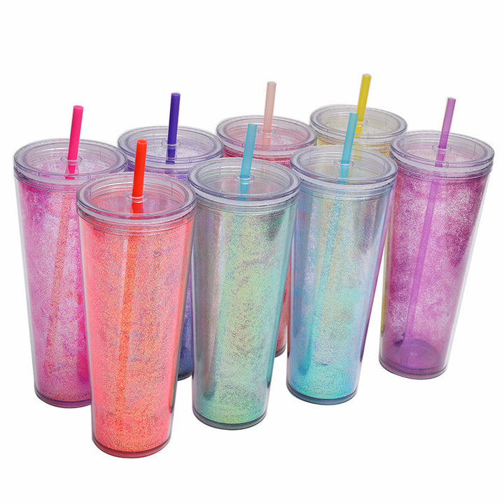 Ladies Glittering Drinking Bottle with Straw Kalsten