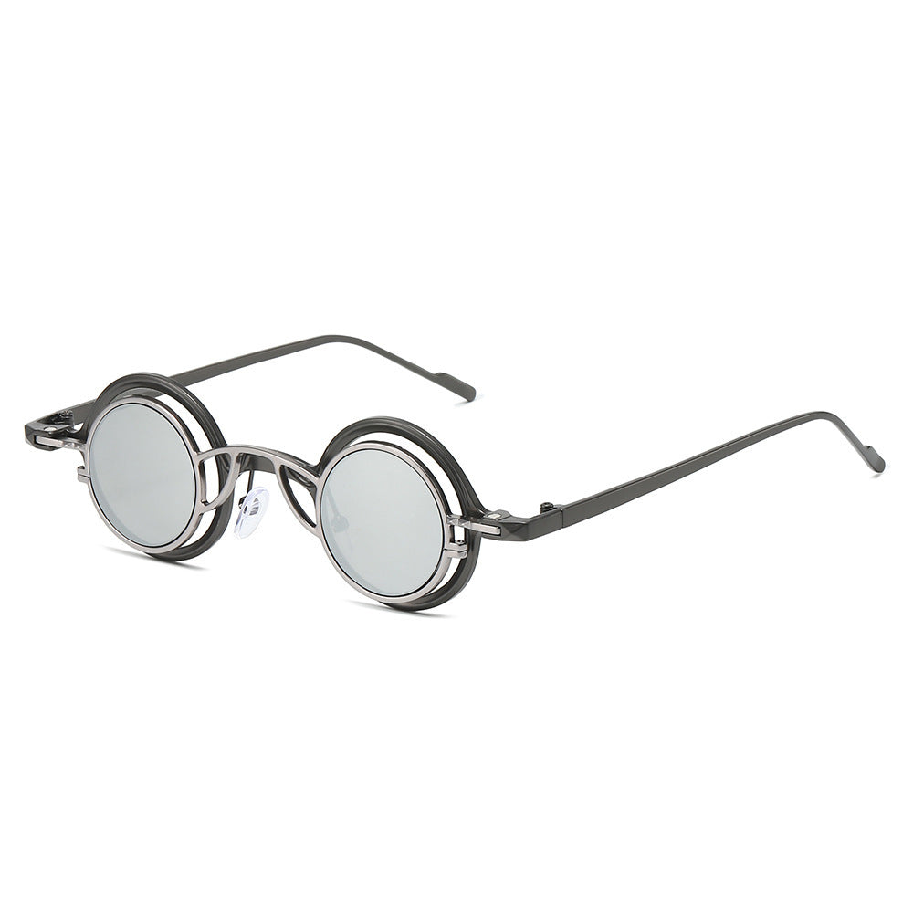 Women's Retro Round Sunglasses with Double Frame Kalsten