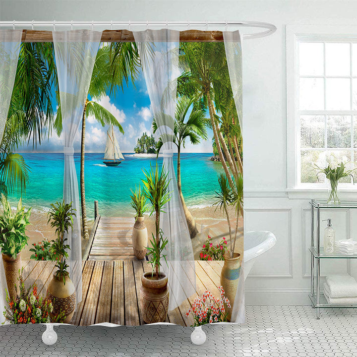 Tropical Oasis Shower Curtain Kalsten