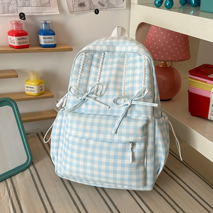 Casual Checked School Backpack