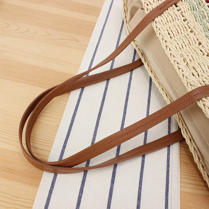 Fashionable straw bag with leather details Kalsten