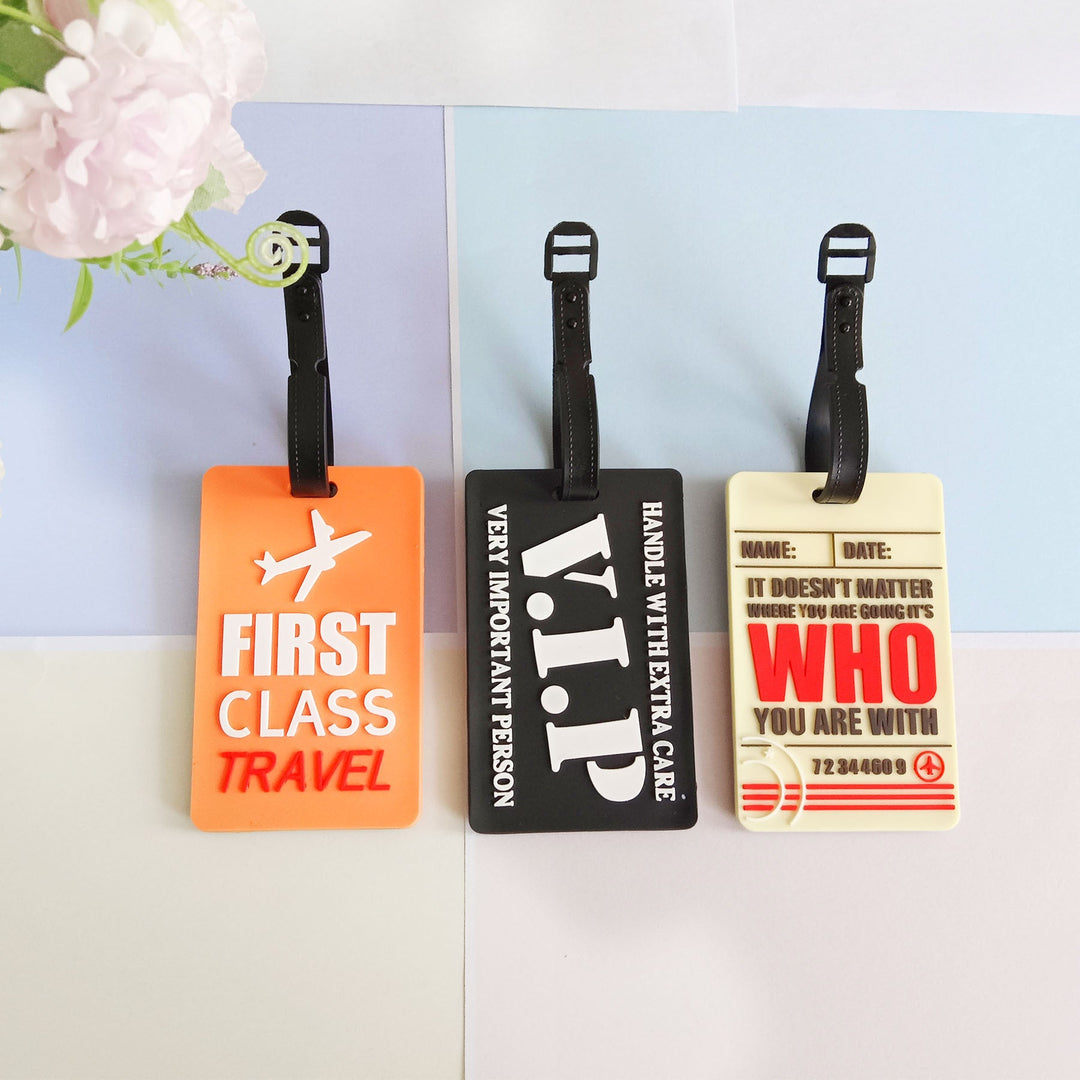 Unisex luggage tag made of durable silicone with airplane motif Kalsten