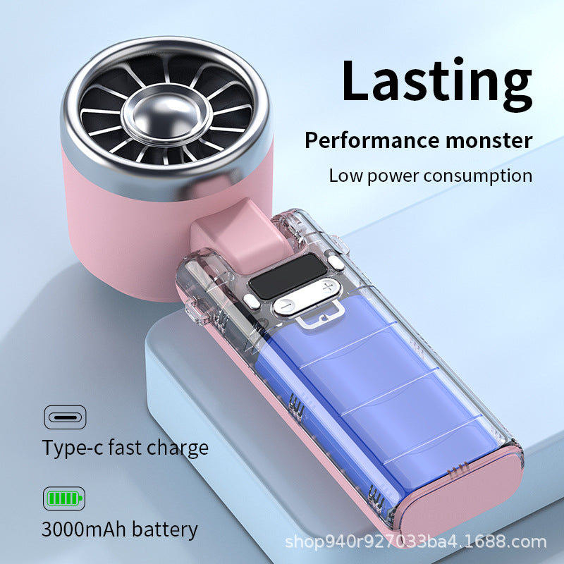 Unisex nan foldable high-power handheld rechargeable fan with digital battery indicator and adjustable swivel head Kalsten