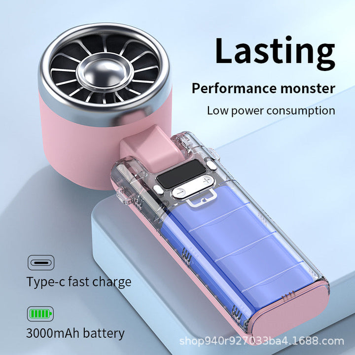 Unisex nan foldable high-power handheld rechargeable fan with digital battery indicator and adjustable swivel head Kalsten