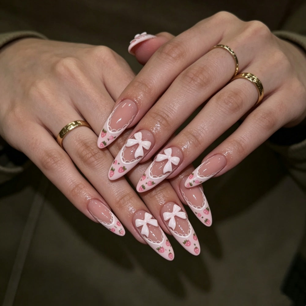 Artificial nails with romantic floral and ribbon motifs Kalsten