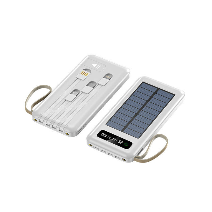 Portable solar power bank with integrated multifunction charging cable and digital display Kalsten
