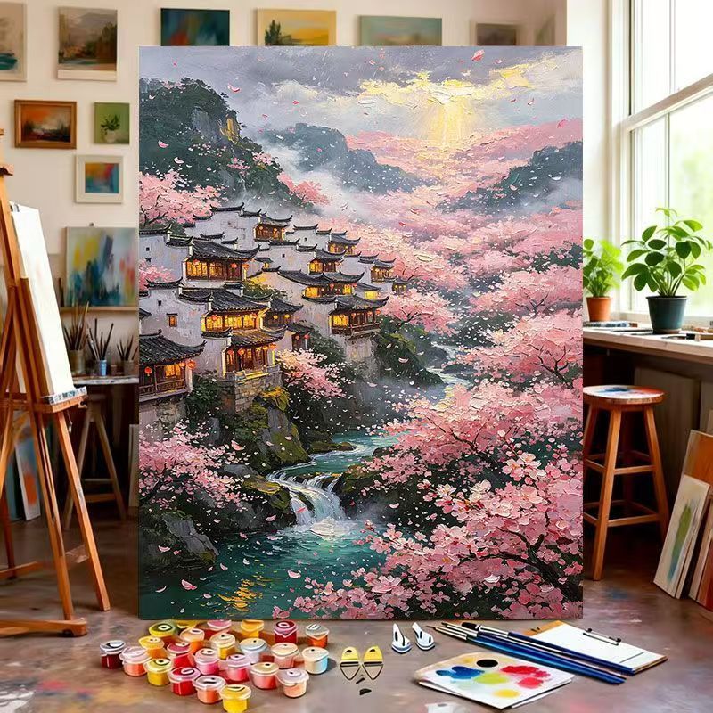 Scenic Cherry Blossom Paint by Numbers Art Kit Kalsten