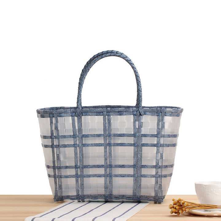 Modern basket bag with refined stripes Kalsten