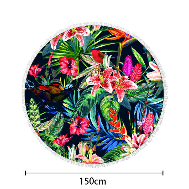 Round beach towel with tropical palm pattern Kalsten