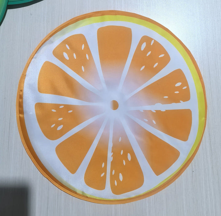Unisex nano round beach towel made of microfiber with citrus slice pattern and sand-free design Kalsten