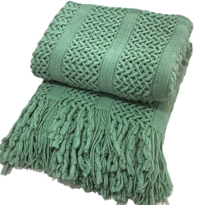 Handcrafted Textured Knit Throw Blanket Kalsten