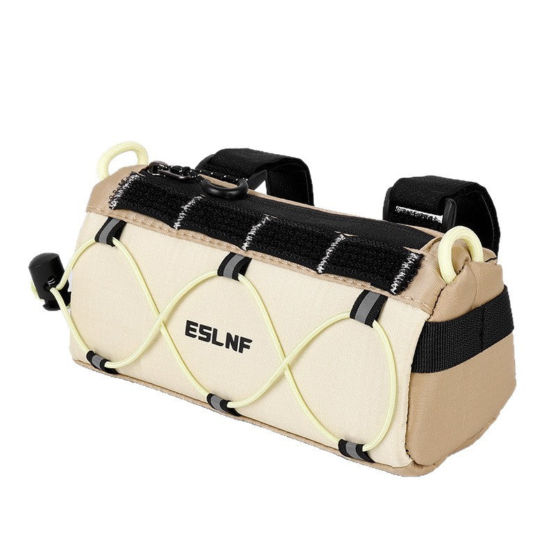 compact cylindrical handlebar bag with elastic bungee and universal Velcro mount Kalsten