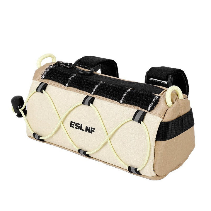 compact cylindrical handlebar bag with elastic bungee and universal Velcro mount Kalsten