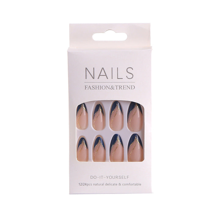 Artistic Nail Design with Elegant Golden Accents Kalsten
